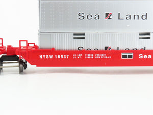 O Gauge 3-Rail Lionel 6-16936 NYSW Sea Land Maxi Stack Flat Car w/ Containers