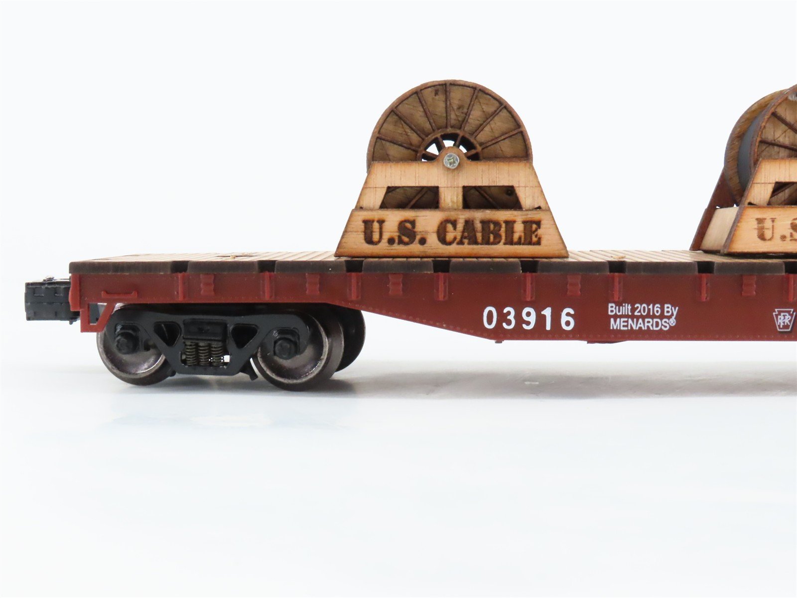 O Gauge 3-Rail Menards 279-3167 PRR Pennsylvania Flat Car #03916 w/ Wire Spools