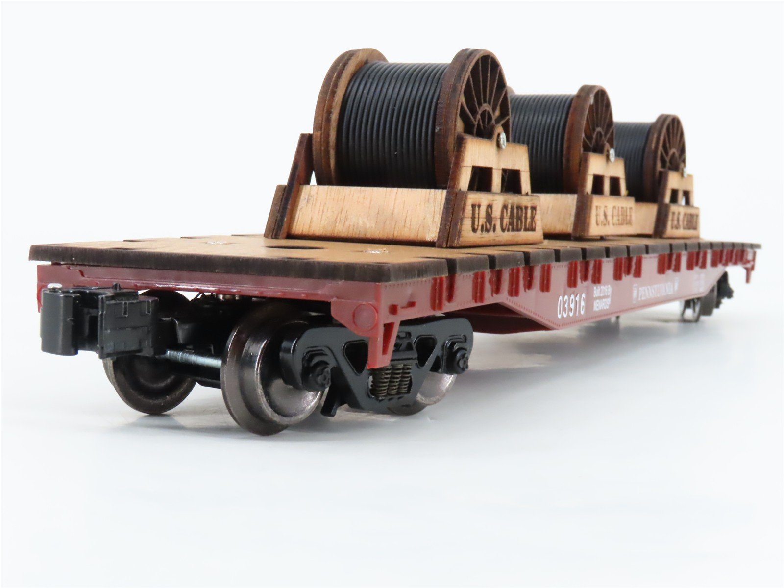 O Gauge 3-Rail Menards 279-3167 PRR Pennsylvania Flat Car #03916 w/ Wire Spools