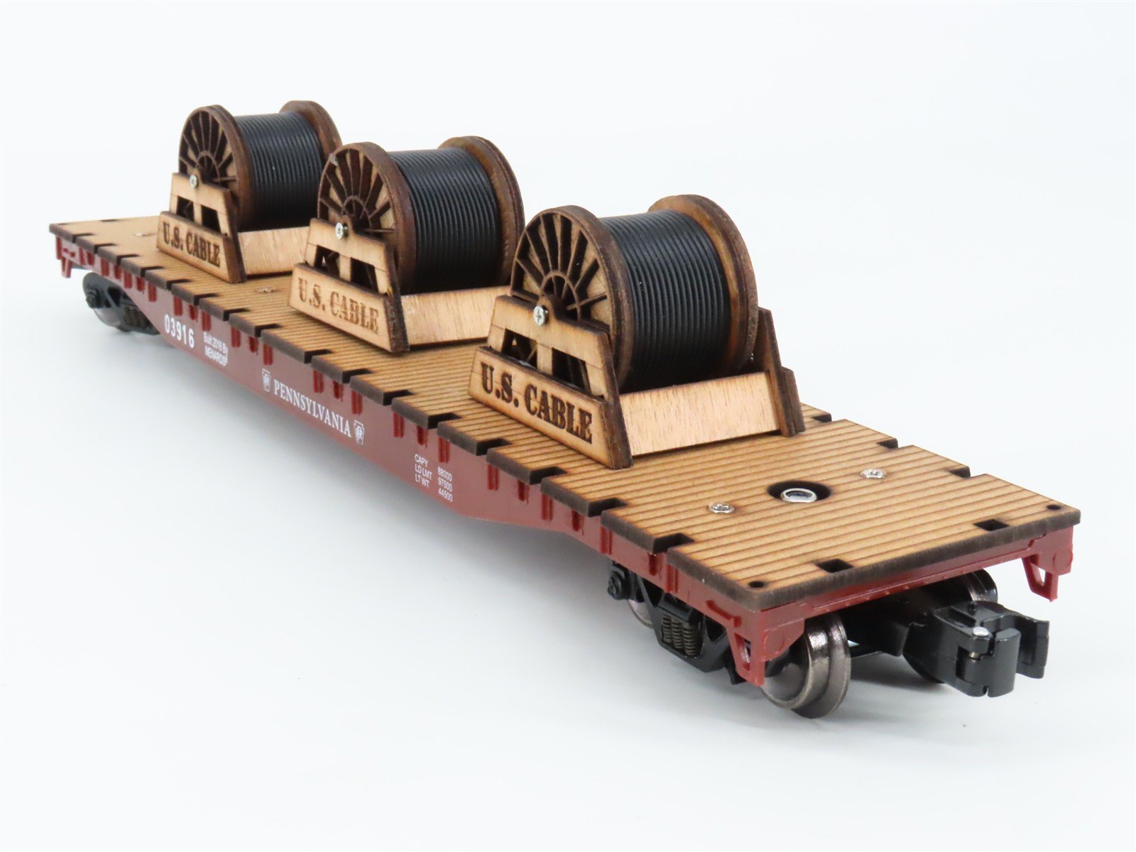 O Gauge 3-Rail Menards 279-3167 PRR Pennsylvania Flat Car #03916 w/ Wire Spools