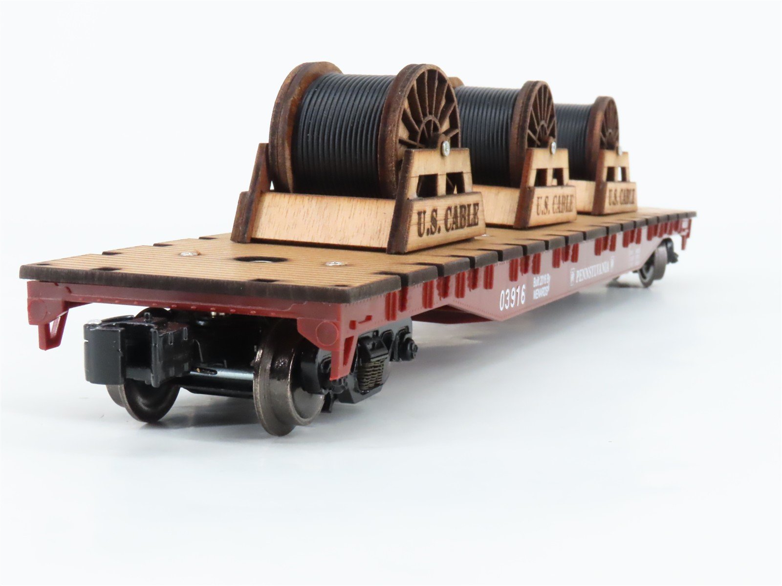 O Gauge 3-Rail Menards 279-3167 PRR Pennsylvania Flat Car #03916 w/ Wire Spools