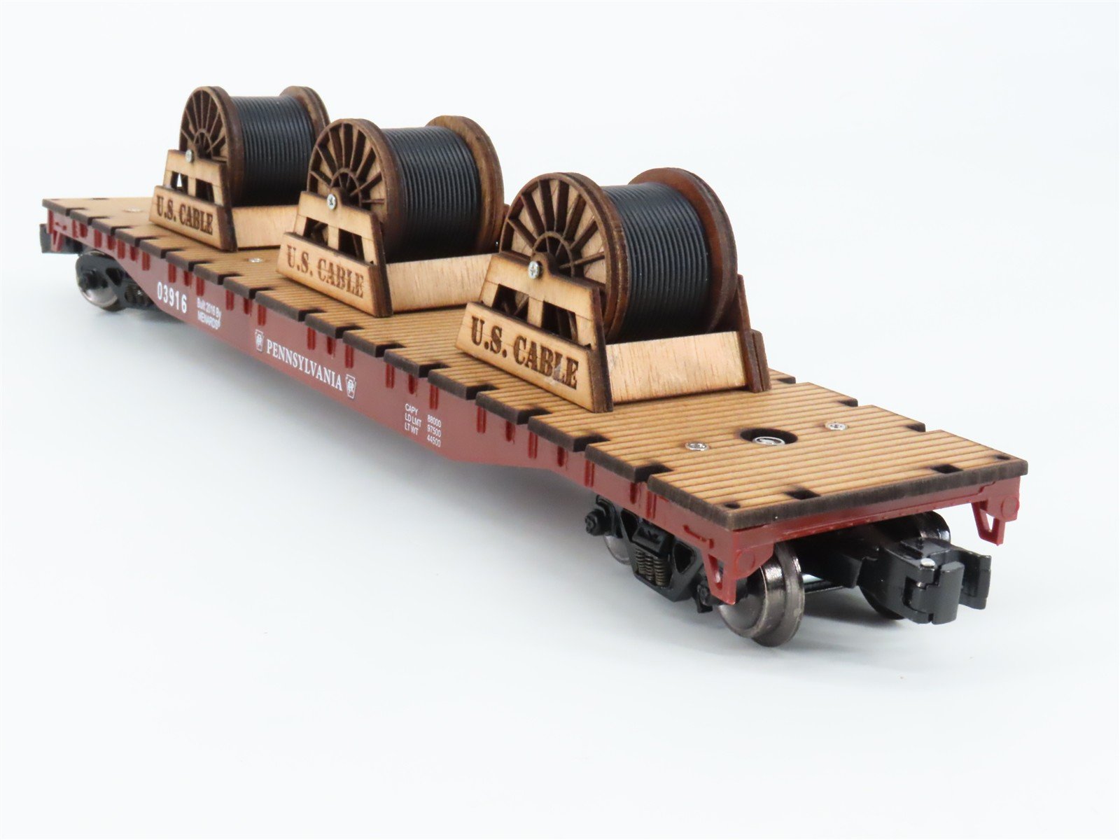 O Gauge 3-Rail Menards 279-3167 PRR Pennsylvania Flat Car #03916 w/ Wire Spools