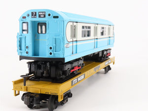 O Gauge 3-Rail MTH 20-98381 JTTX Trailer Train Flat Car #940385 w/ Subway Car
