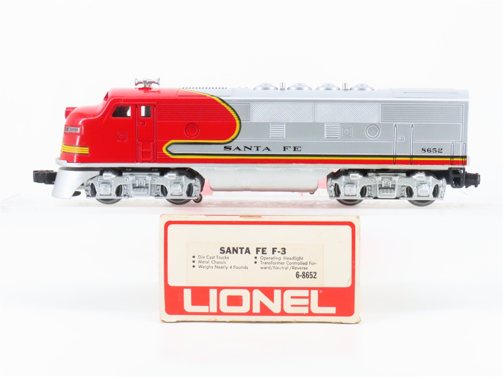 O Gauge 3-Rail Lionel 6-8652 ATSF Santa Fe F3A Diesel Locomotive #8652