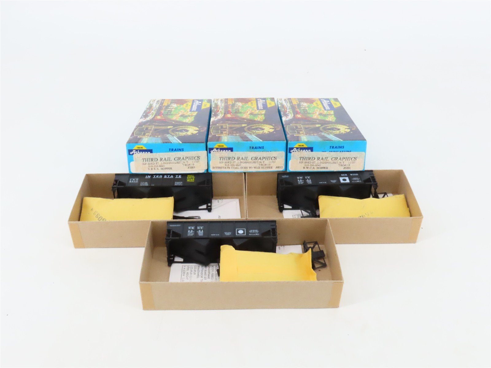 LOT of 3 HO Scale Athearn INT/BWCX/NRBX 2-Bay Open Hopper Car Kits