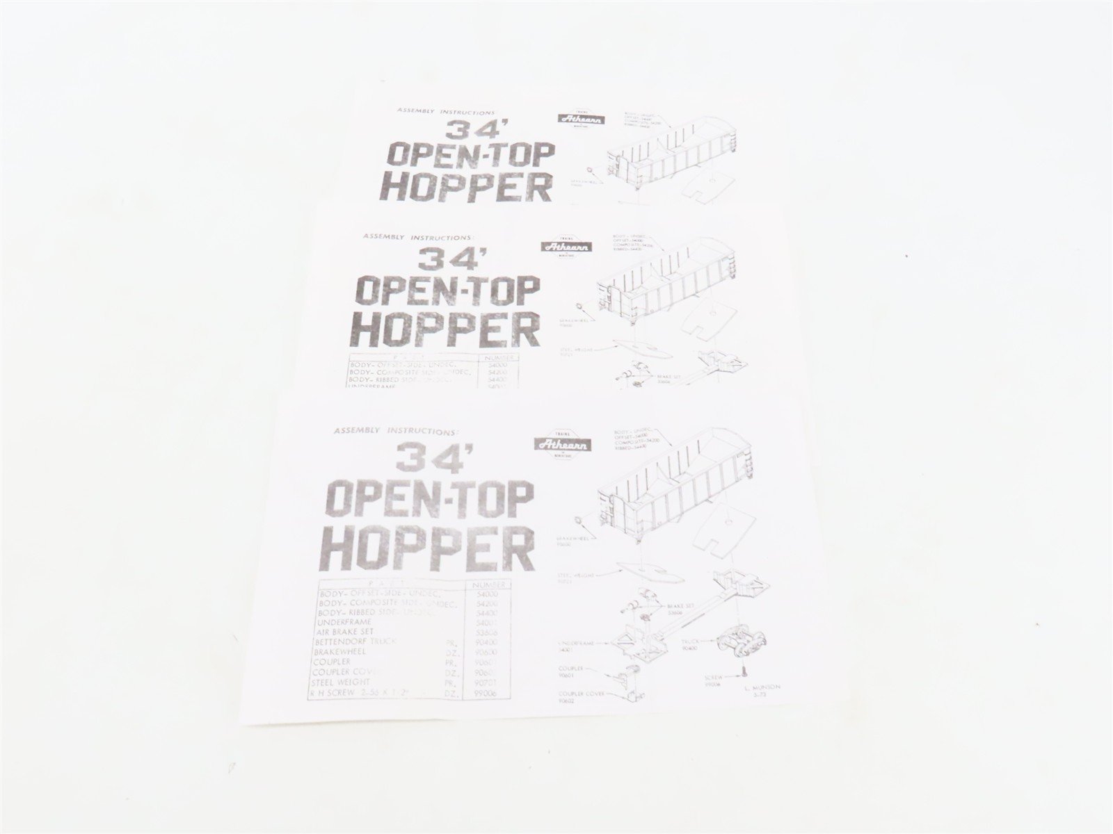 LOT of 3 HO Scale Athearn INT/BWCX/NRBX 2-Bay Open Hopper Car Kits