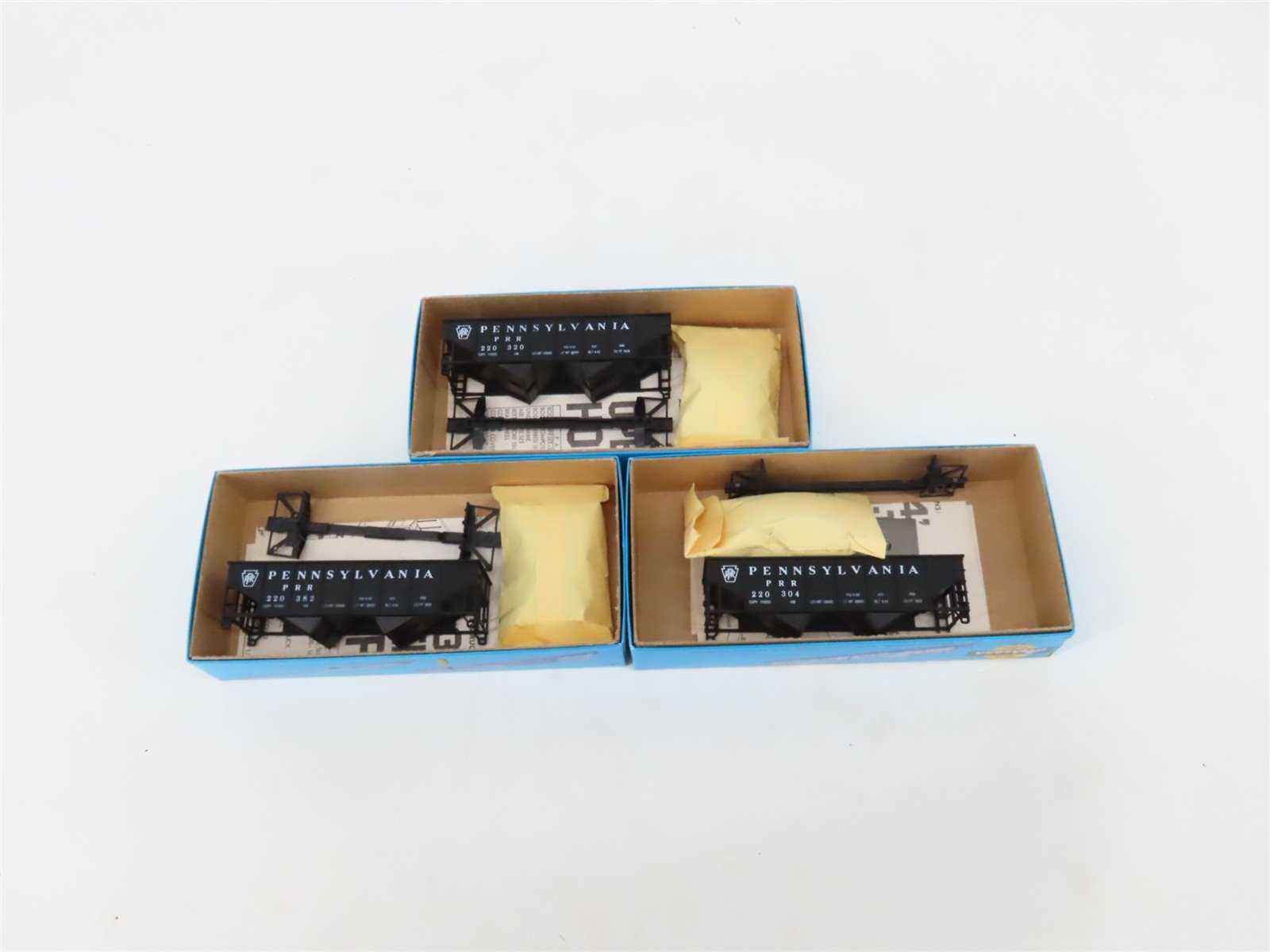 LOT of 3 HO Scale Athearn PRR Pennsylvania 2-Bay Open Hopper Car Kits