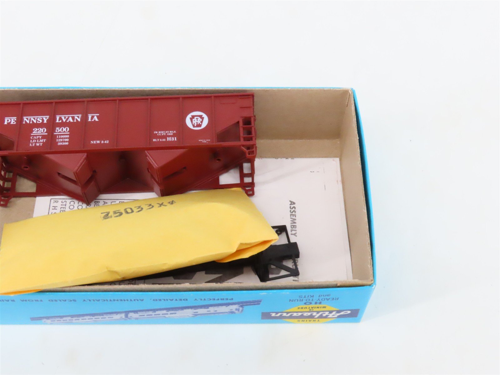 LOT of 5 HO Scale Athearn PRR Pennsylvania 2-Bay Open Hopper Car Kits