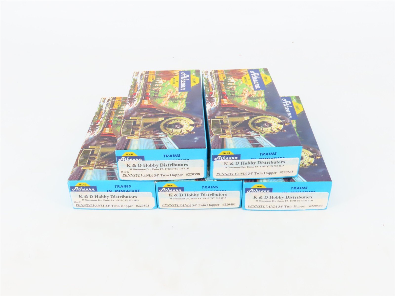 LOT of 5 HO Scale Athearn PRR Pennsylvania 2-Bay Open Hopper Car Kits