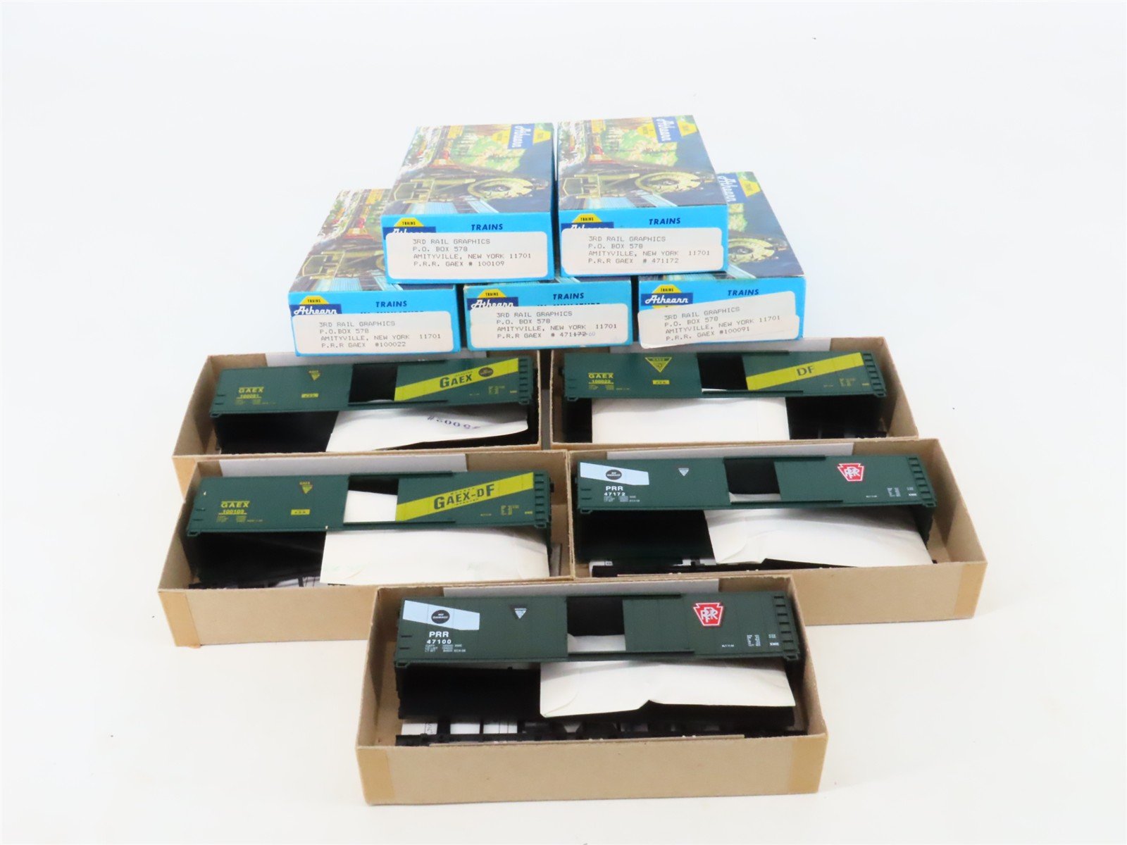 LOT of 5 HO Scale Athearn GAEX/PRR Pennsylvania 50' Boxcar Kits