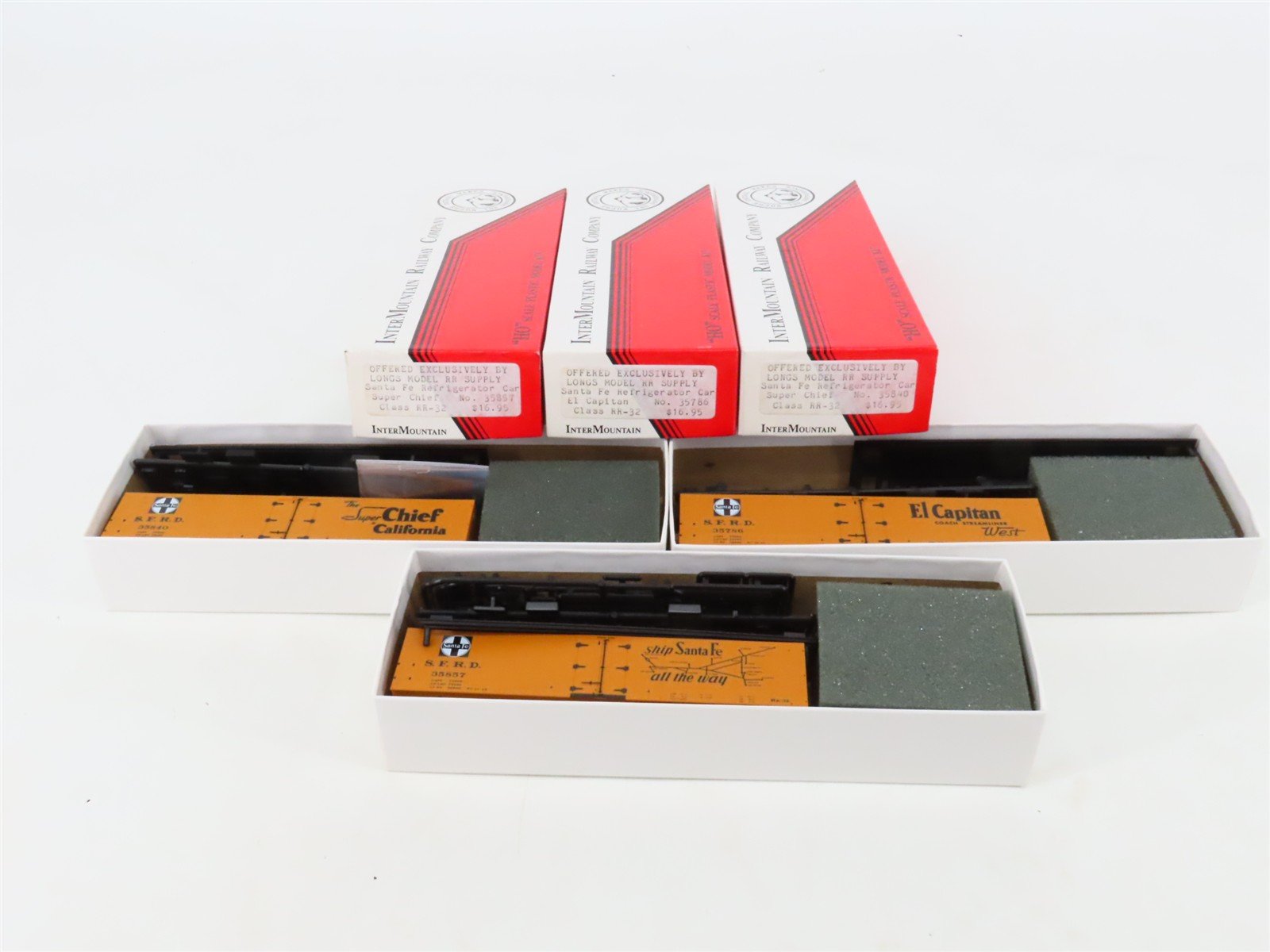 LOT of 3 HO Scale Intermountain SFRD Santa Fe Refrigerator Cars Kits