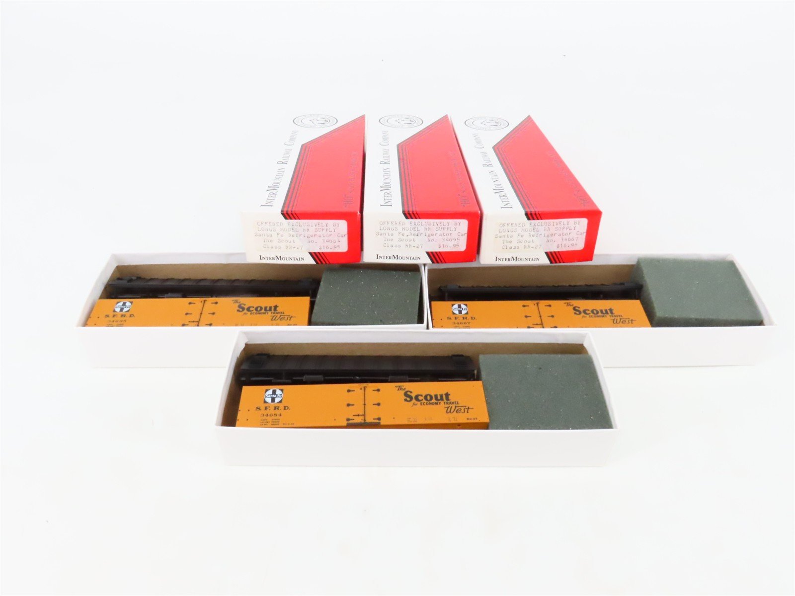 LOT of 3 HO Scale Intermountain SFRD Santa Fe Refrigerator Cars Kits