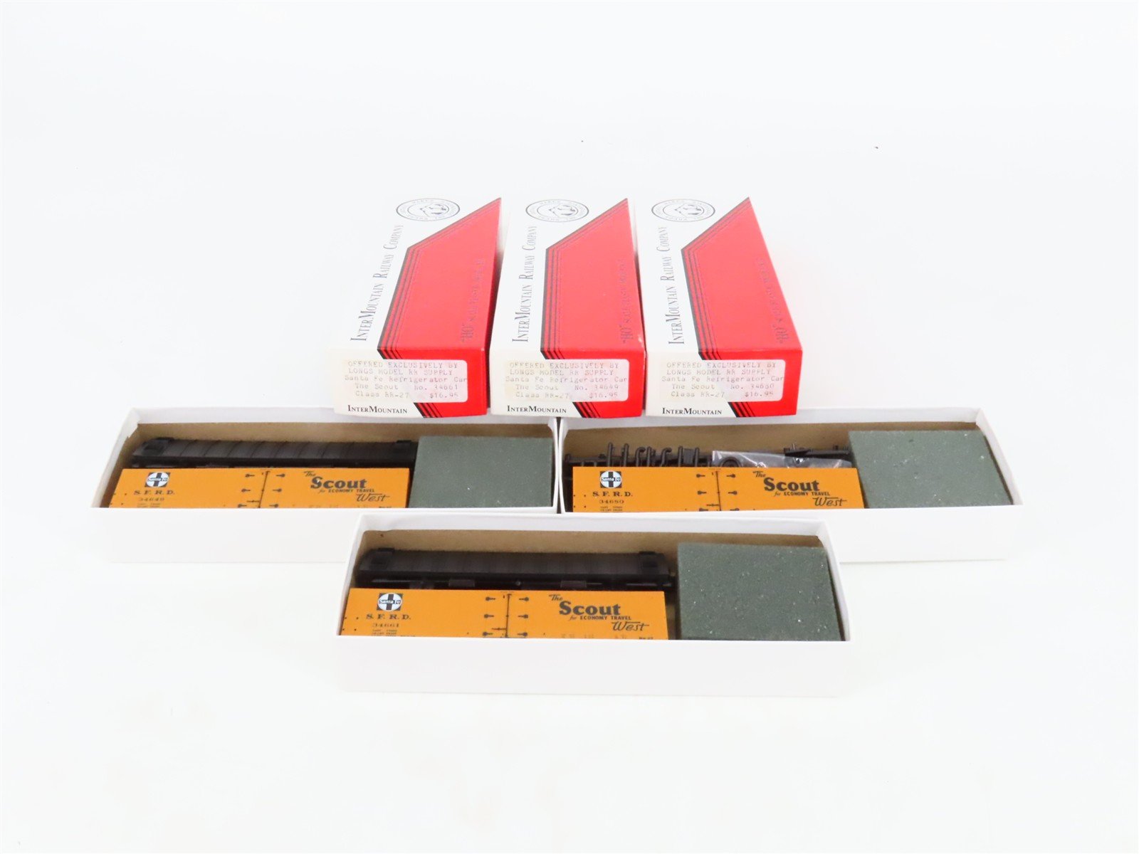 LOT of 3 HO Scale Intermountain SFRD Santa Fe Refrigerator Cars Kits