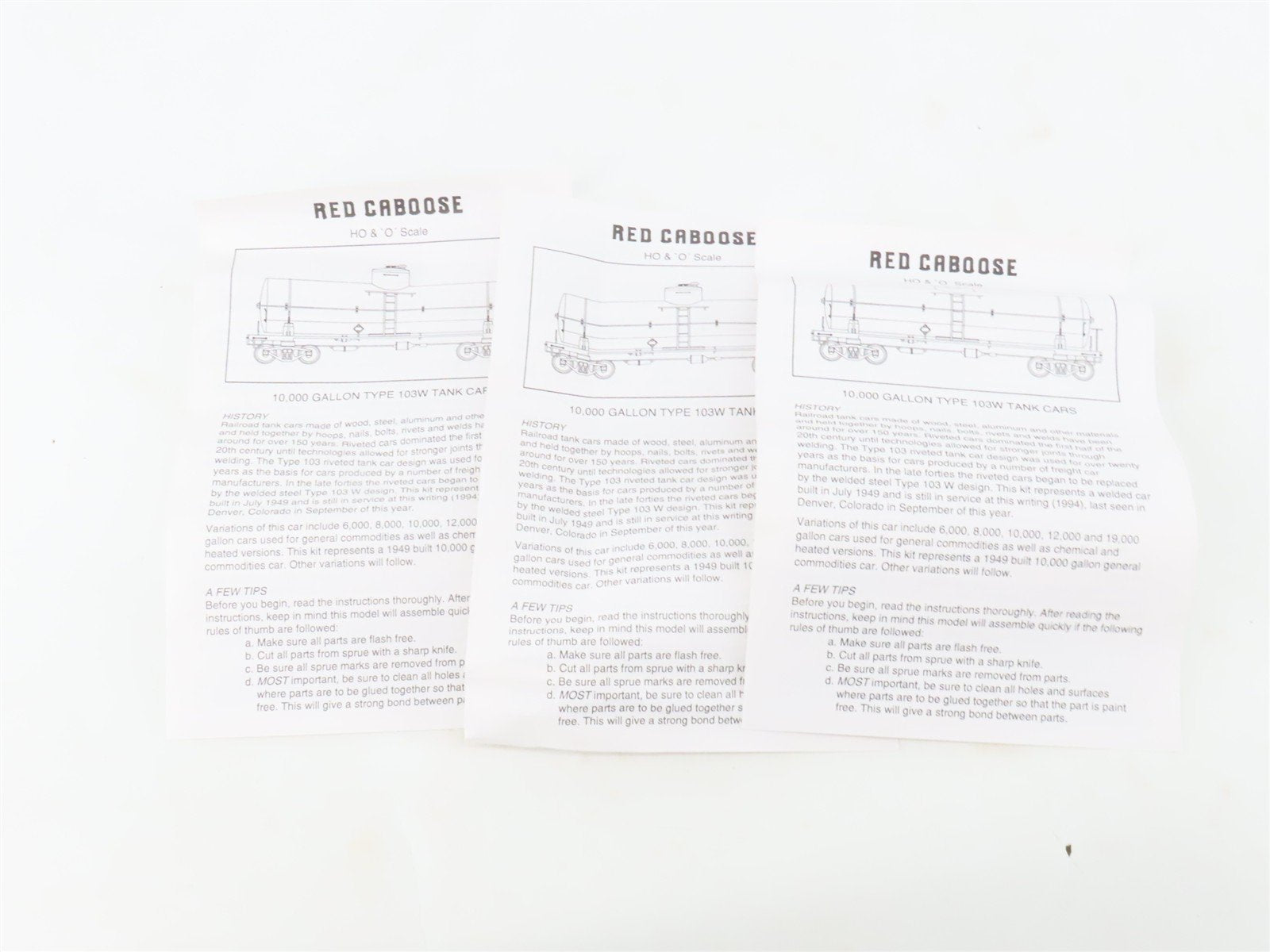 LOT of 3 HO Scale Red Caboose SHPX Leasing 10k Gal Tankcar Kits