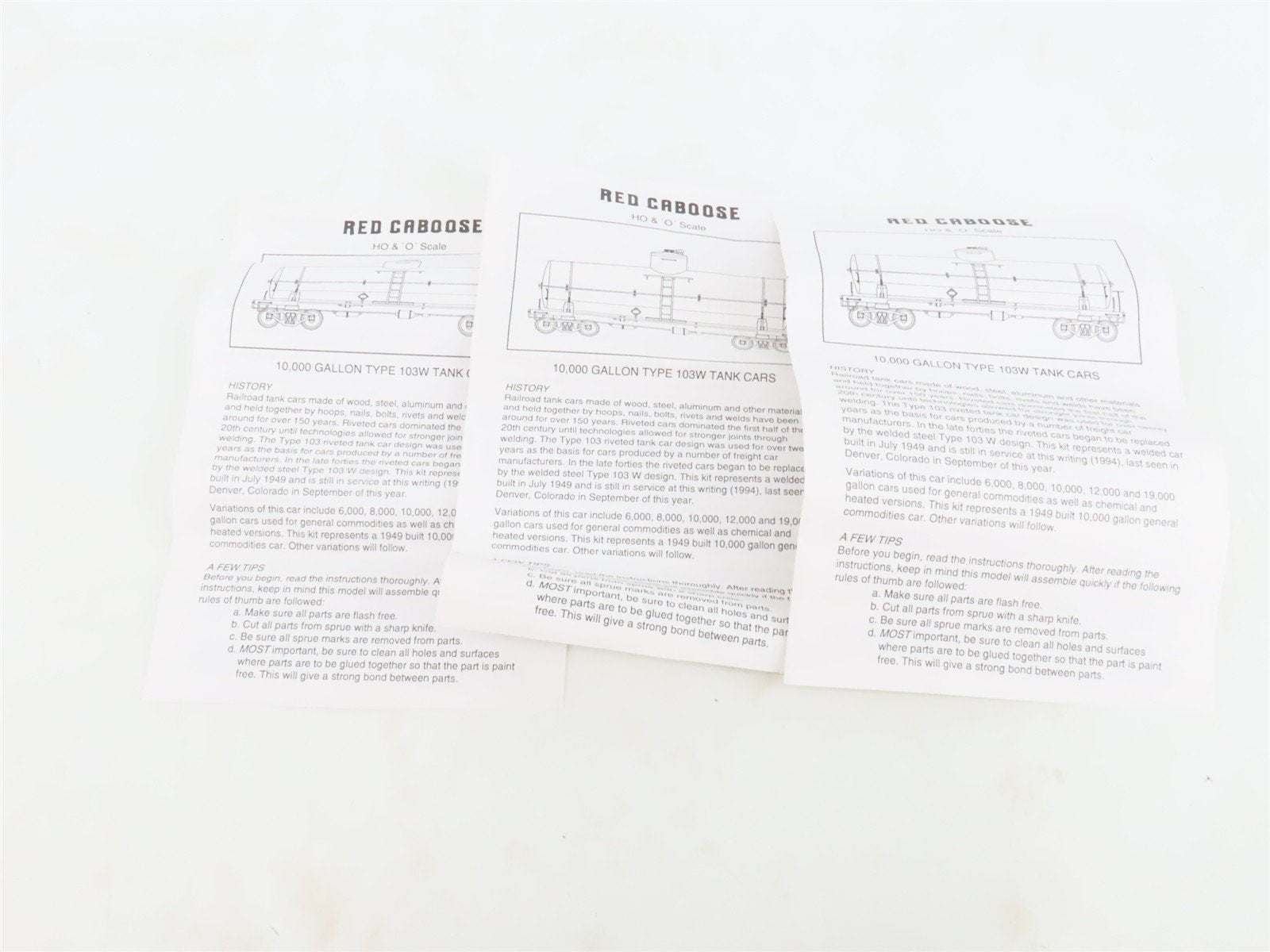 LOT of 3 HO Scale Red Caboose UTLX Leasing 10k Gal Tankcar Kits