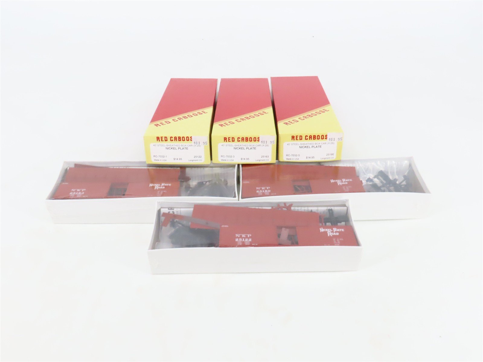 LOT of 3 HO Scale Red Caboose NKP Nickel Plate Road 40' Boxcar Kits