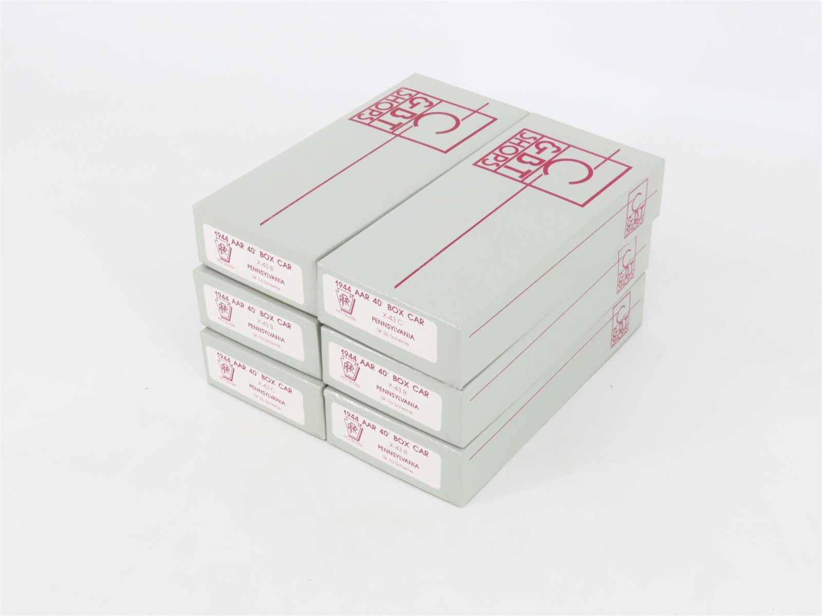 HO Scale C&BT Shops Kit PRR Pennsylvania Railroad 40' Box Cars Set of 6