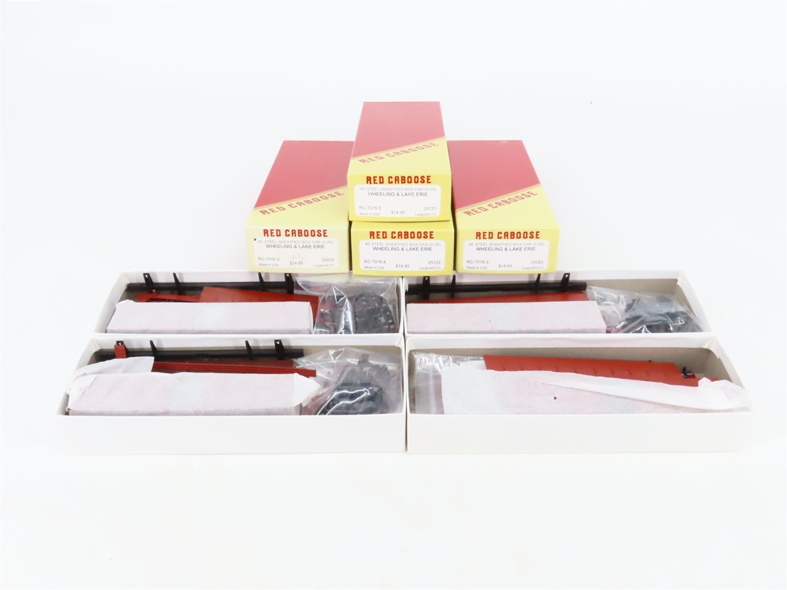 LOT of 4 HO Scale Red Caboose WLE Wheeling & Lake Erie 40' Boxcar Kits