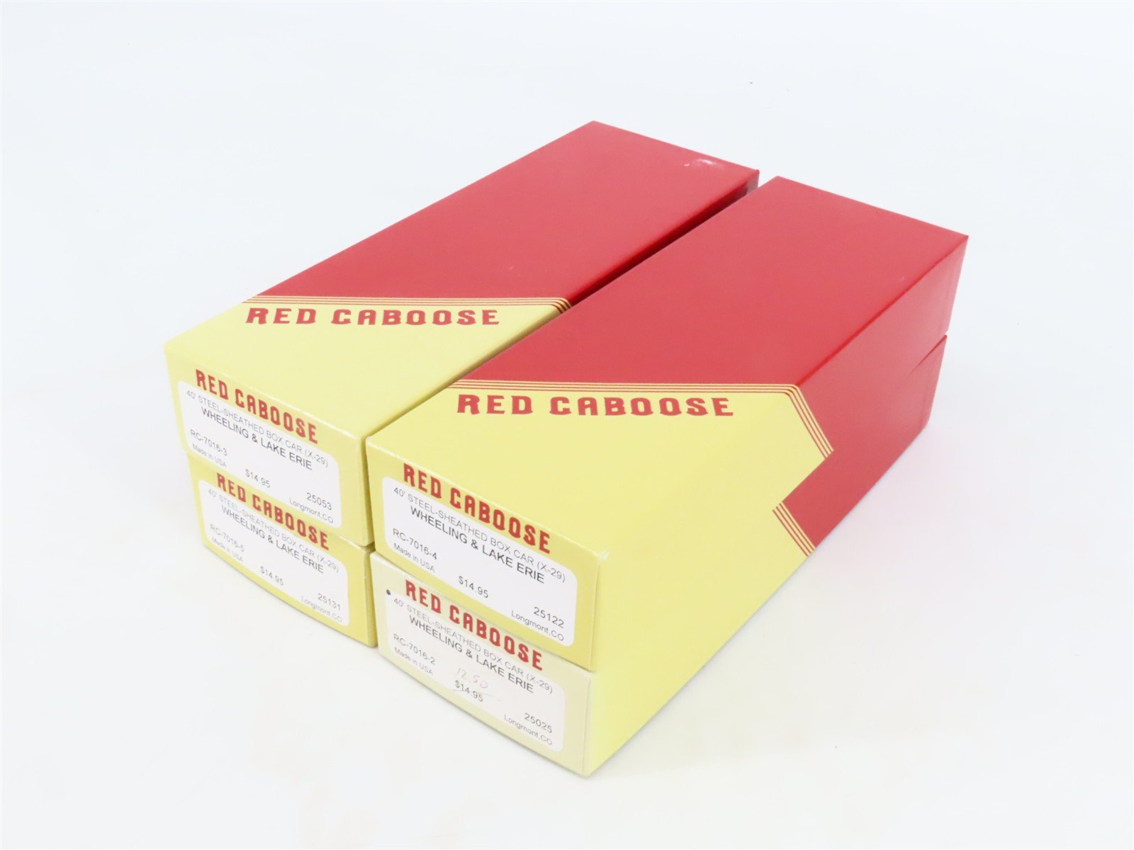 LOT of 4 HO Scale Red Caboose WLE Wheeling & Lake Erie 40' Boxcar Kits