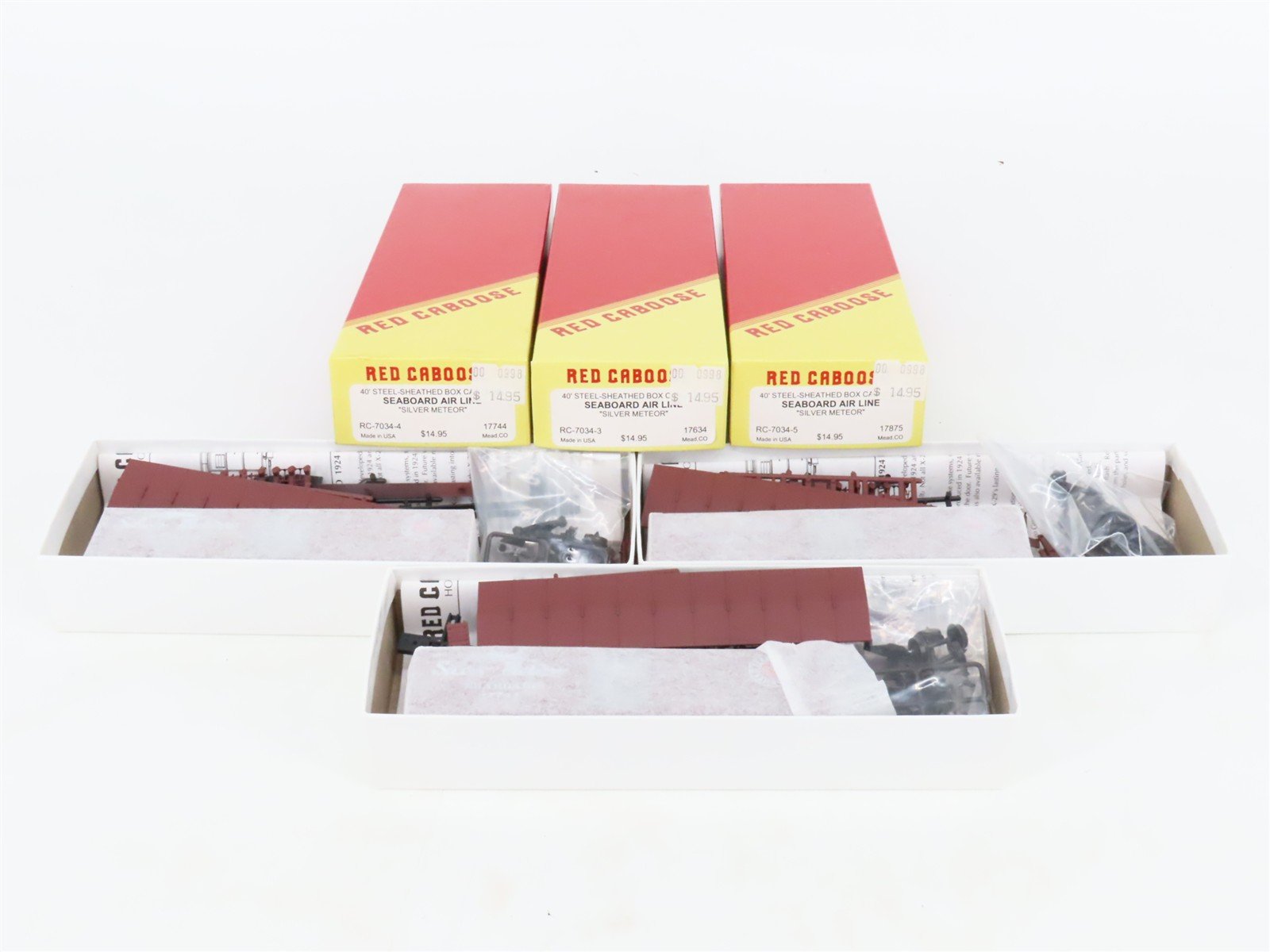 LOT of 3 HO Scale Red Caboose SAL Seaboard Air Line 40' Boxcar Kits