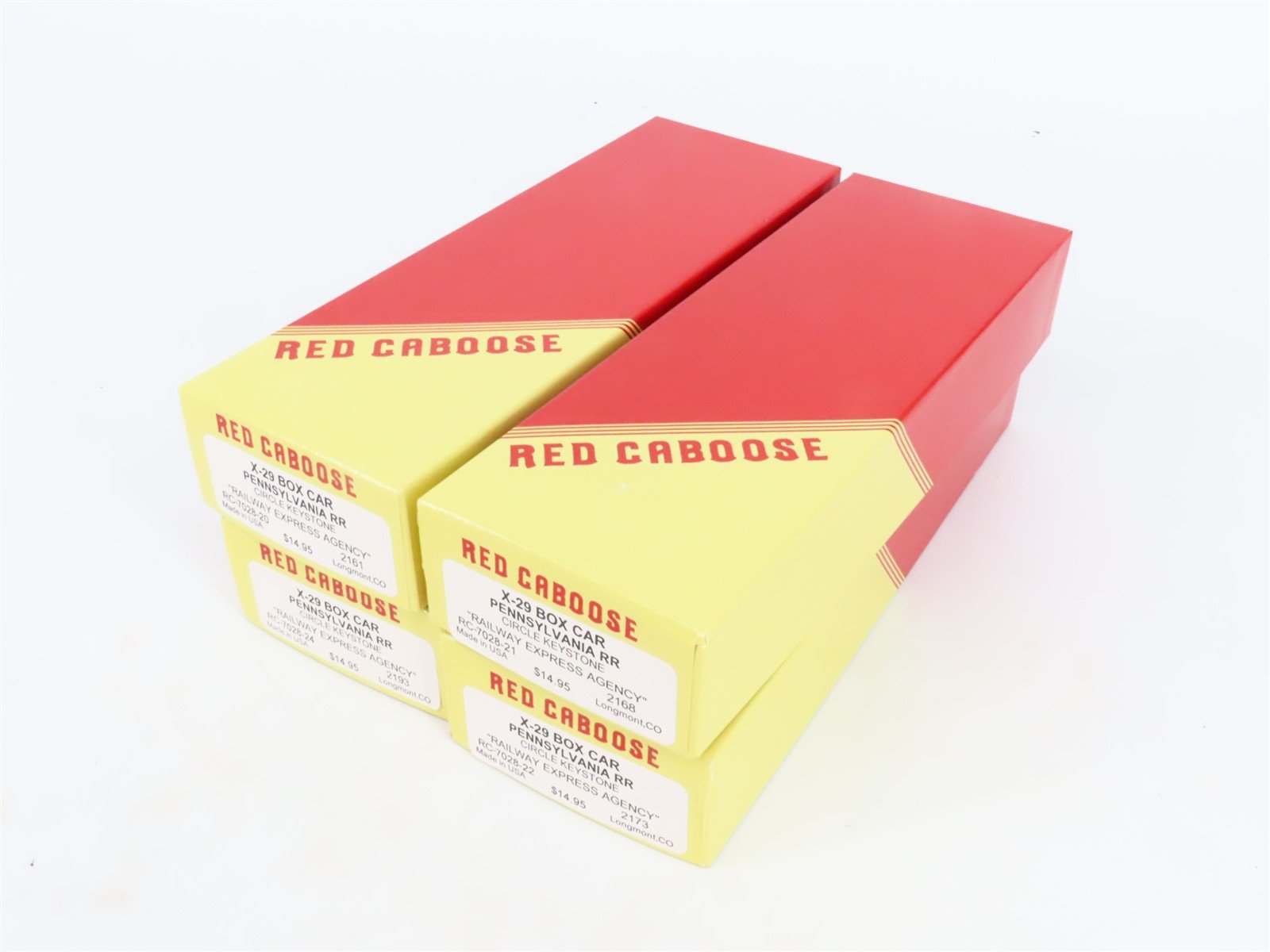 LOT of 4 HO Scale Red Caboose PRR Pennsylvania 40' Boxcar Kits