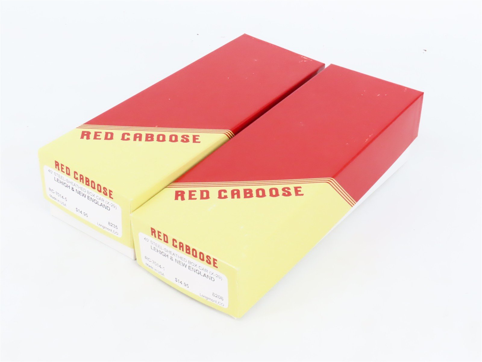LOT of 2 HO Scale Red Caboose LNE Lehigh & New England 40' Boxcar Kits
