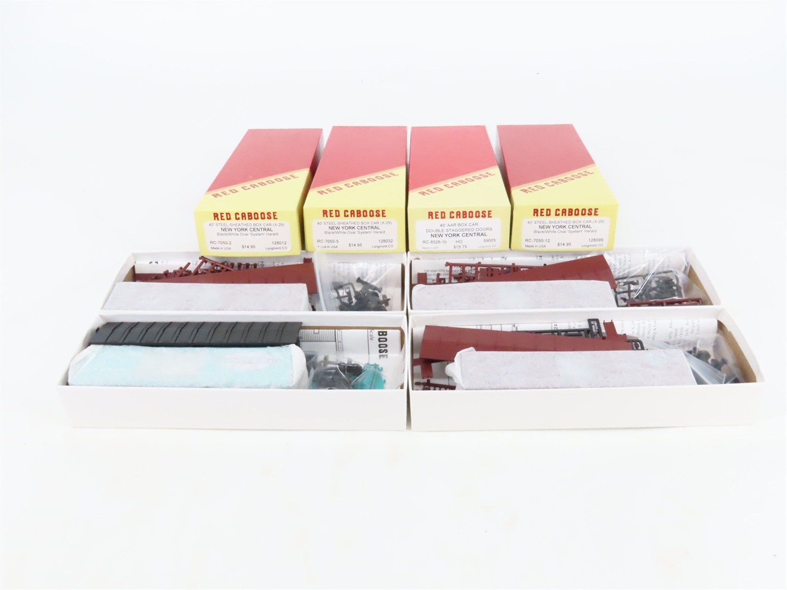 LOT of 4 HO Scale Red Caboose NYC New York Central 40' Boxcar Kits