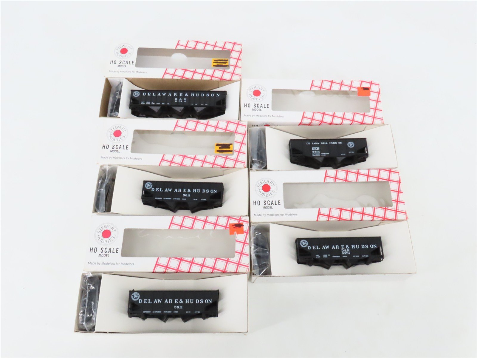 LOT of 5 HO Scale Stewart Kits D&H Delaware & Hudson 2-Bay & 3-Bay Open Hoppers