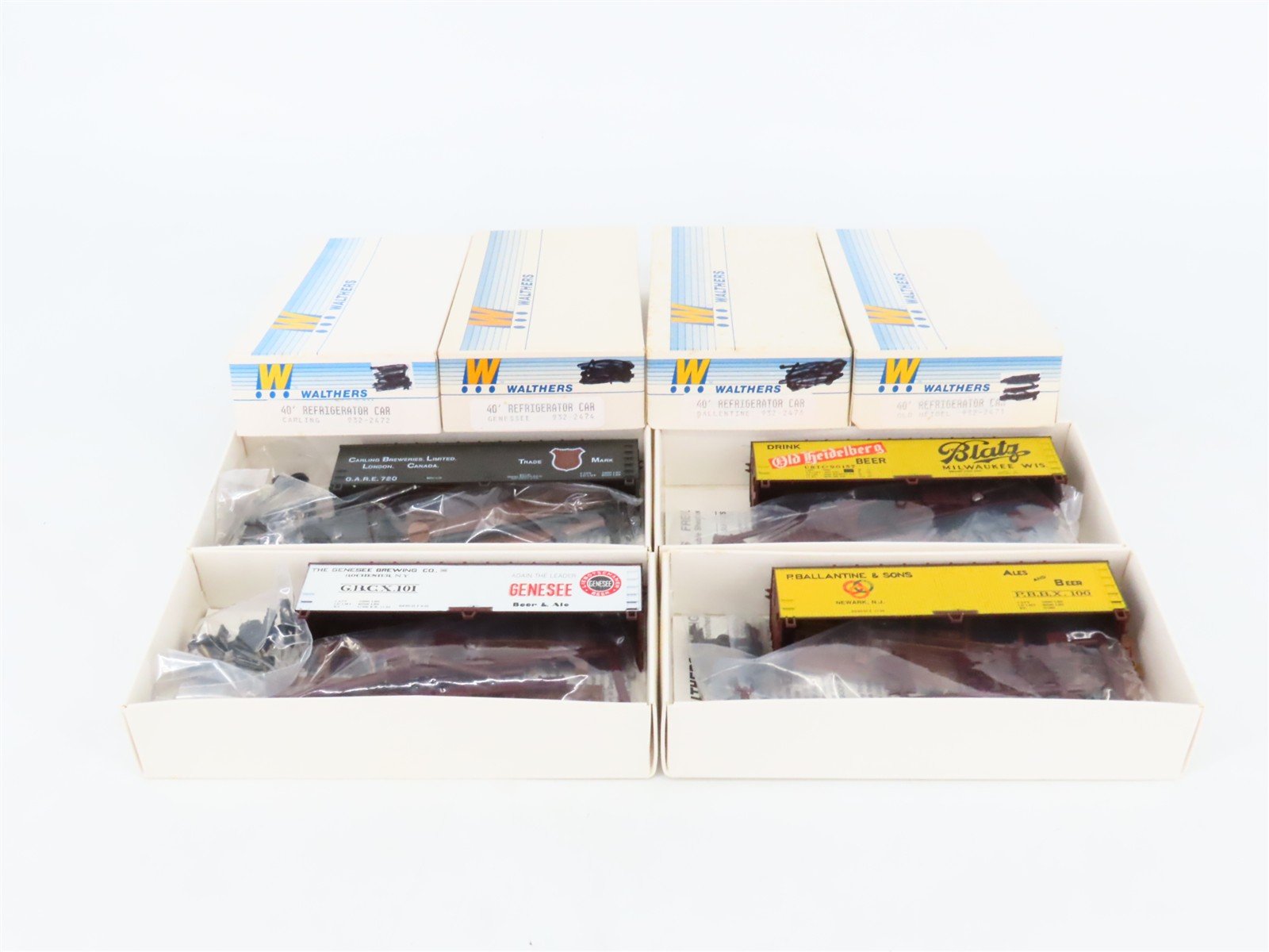 LOT of 4 HO Walthers Kits Blatz, Ballantine, Genessee & Carling 40' Beer Reefers