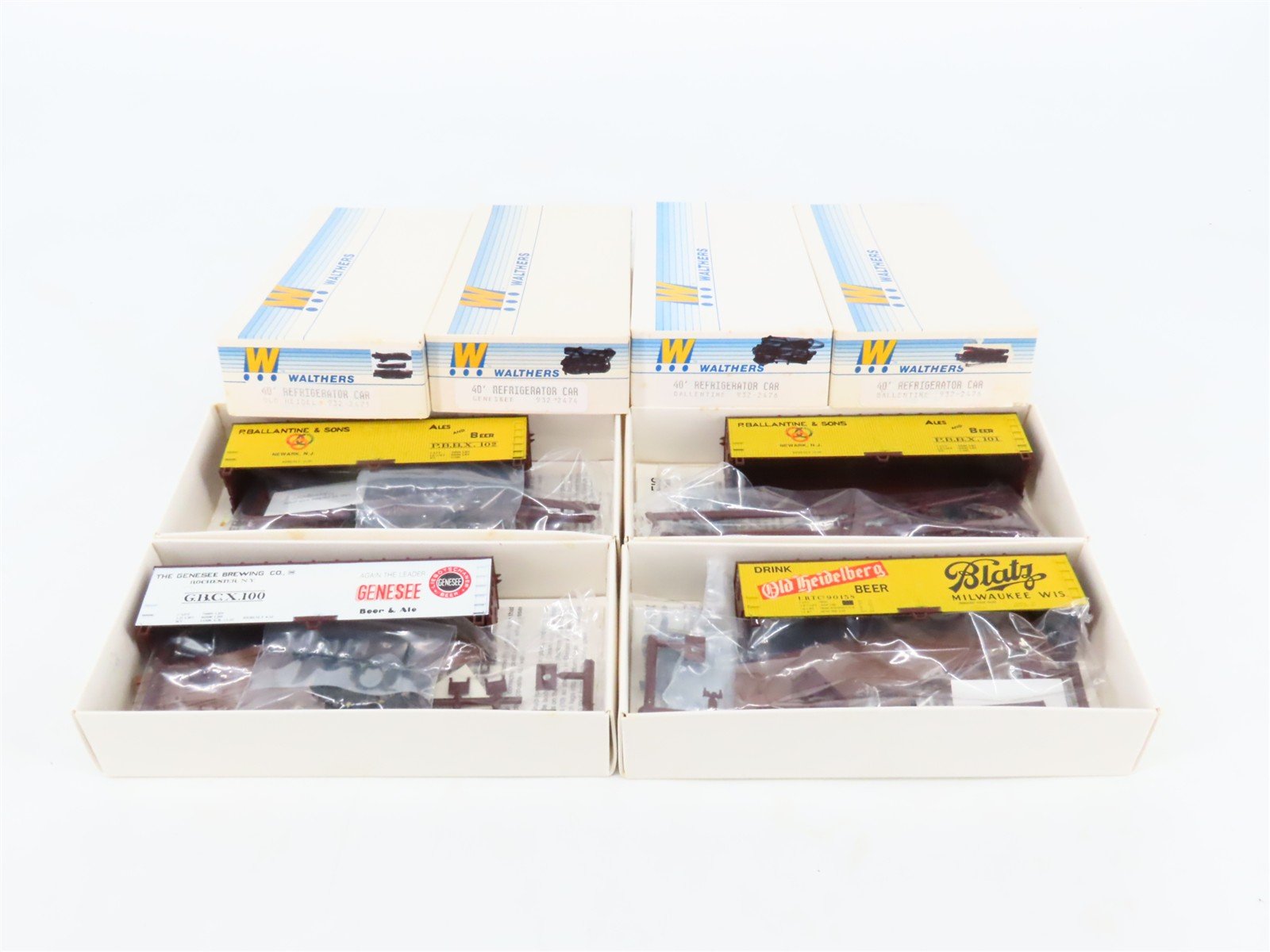 LOT of 4 HO Walthers Kits Blatz, Ballantine, & Genessee 40' Beer Reefers