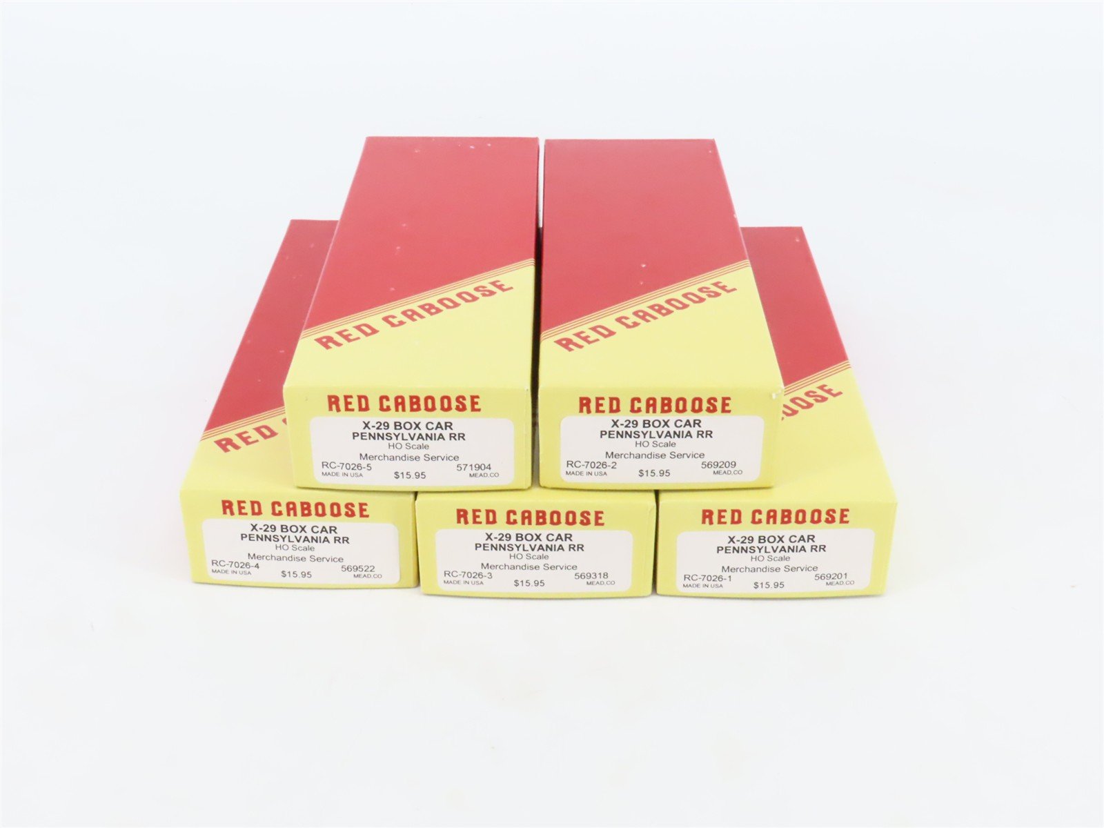 HO Red Caboose Kits RC-7026 PRR Pennsylvania Merchandise 40' X29 Box Cars 5-Pack