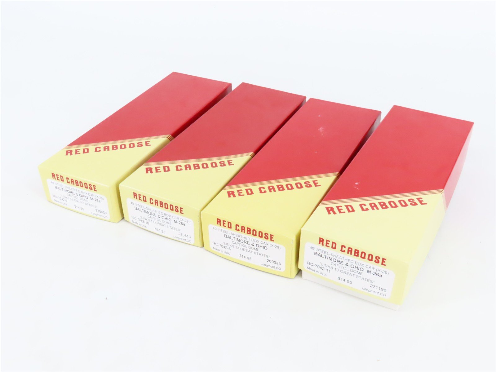 HO Scale Red Caboose Kits RC-7042 B&O Baltimore & Ohio 40' X29 Box Cars 4-Pack