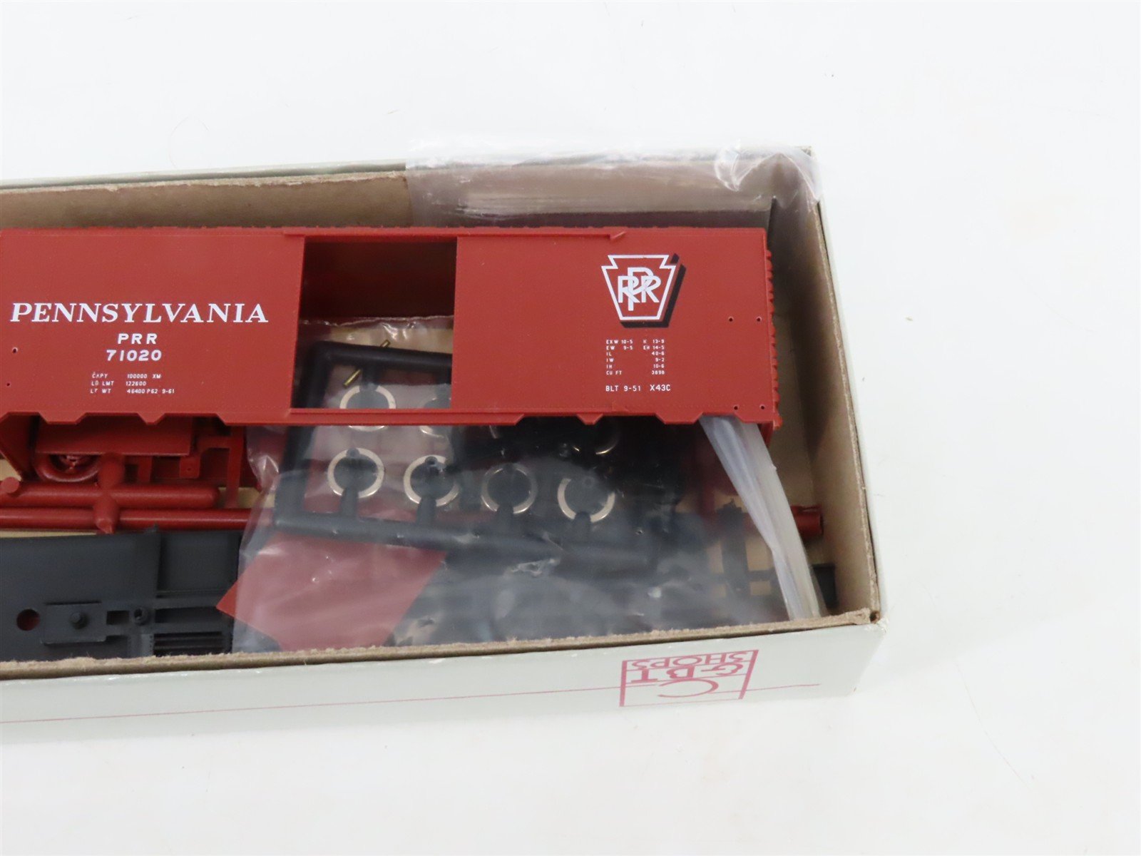 LOT of 6 HO Scale C&BT Shops Kits PRR Pennsylvania 40' AAR X-43C Box Cars