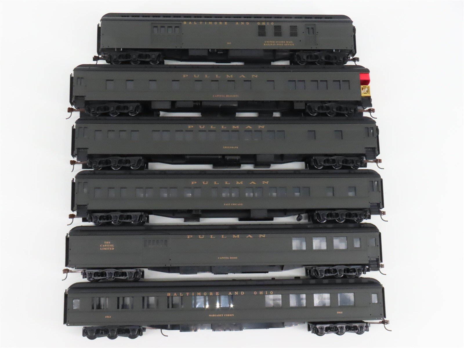 LOT of 6 HO Scale IHC Premier B&O Baltimore & Ohio Heavyweight Passenger Cars