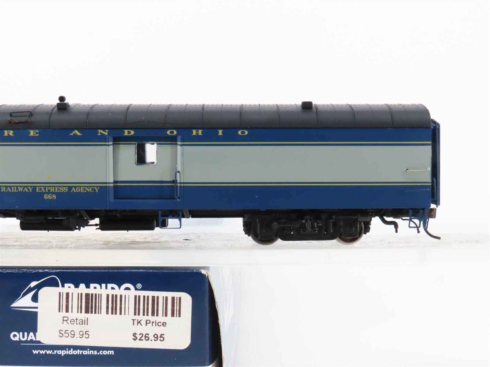 HO Scale Rapido 106112 B&O Baltimore & Ohio Baggage-Express Passenger Car #668