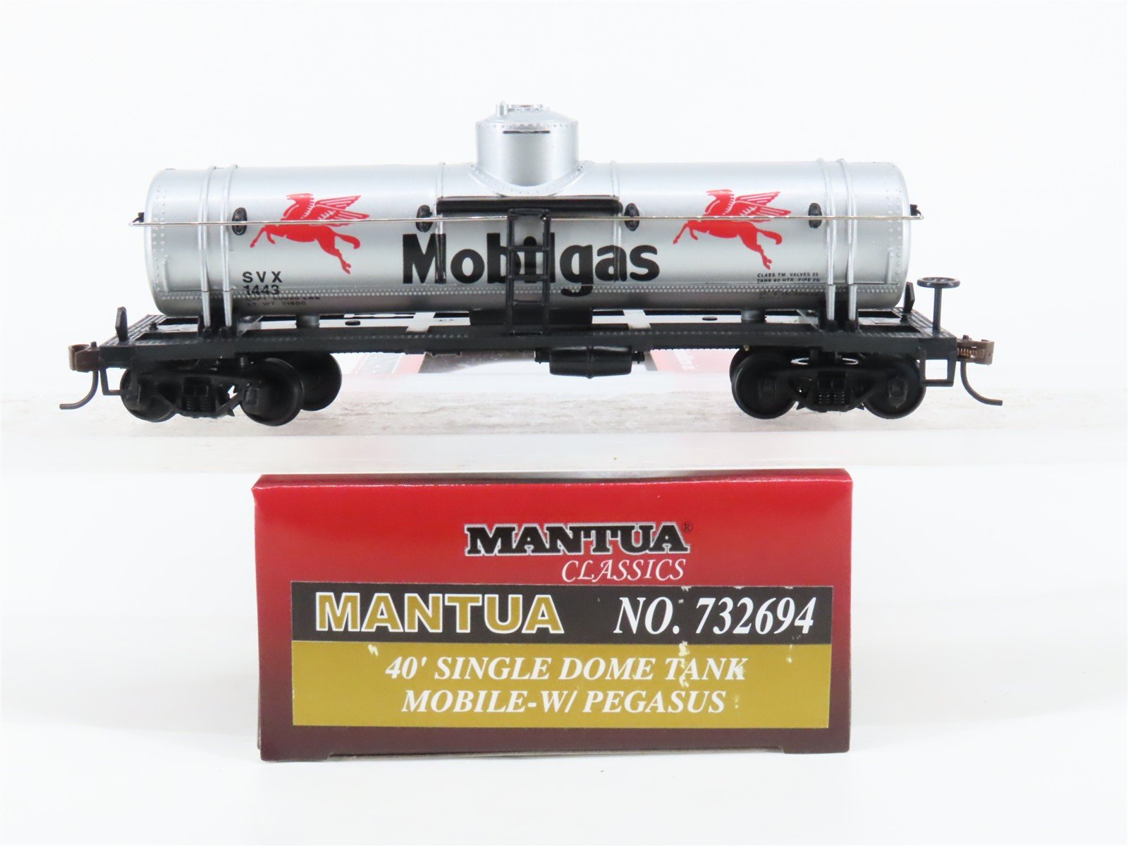 HO Mantua Classics 732694 SVX Mobilgas "Pegasus" Single Dome Tank Car #1443
