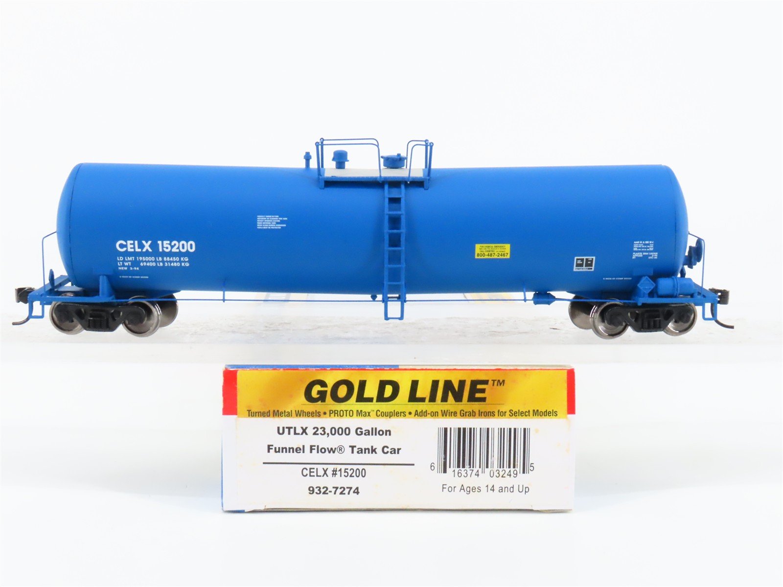 HO Scale Walthers Gold 932-7274 CELX 23k Gallon Funnel Flow Tank Car #15200