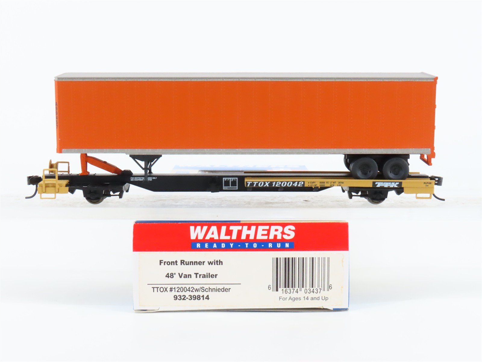 HO Walthers 932-39814 TTX Front Runner TOFC Flat Car #120042 w/Schneider Trailer