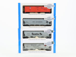 LOT of 4 HO Bachmann Silver WADX, EL, ATSF & GN Box Car & Covered Hoppers