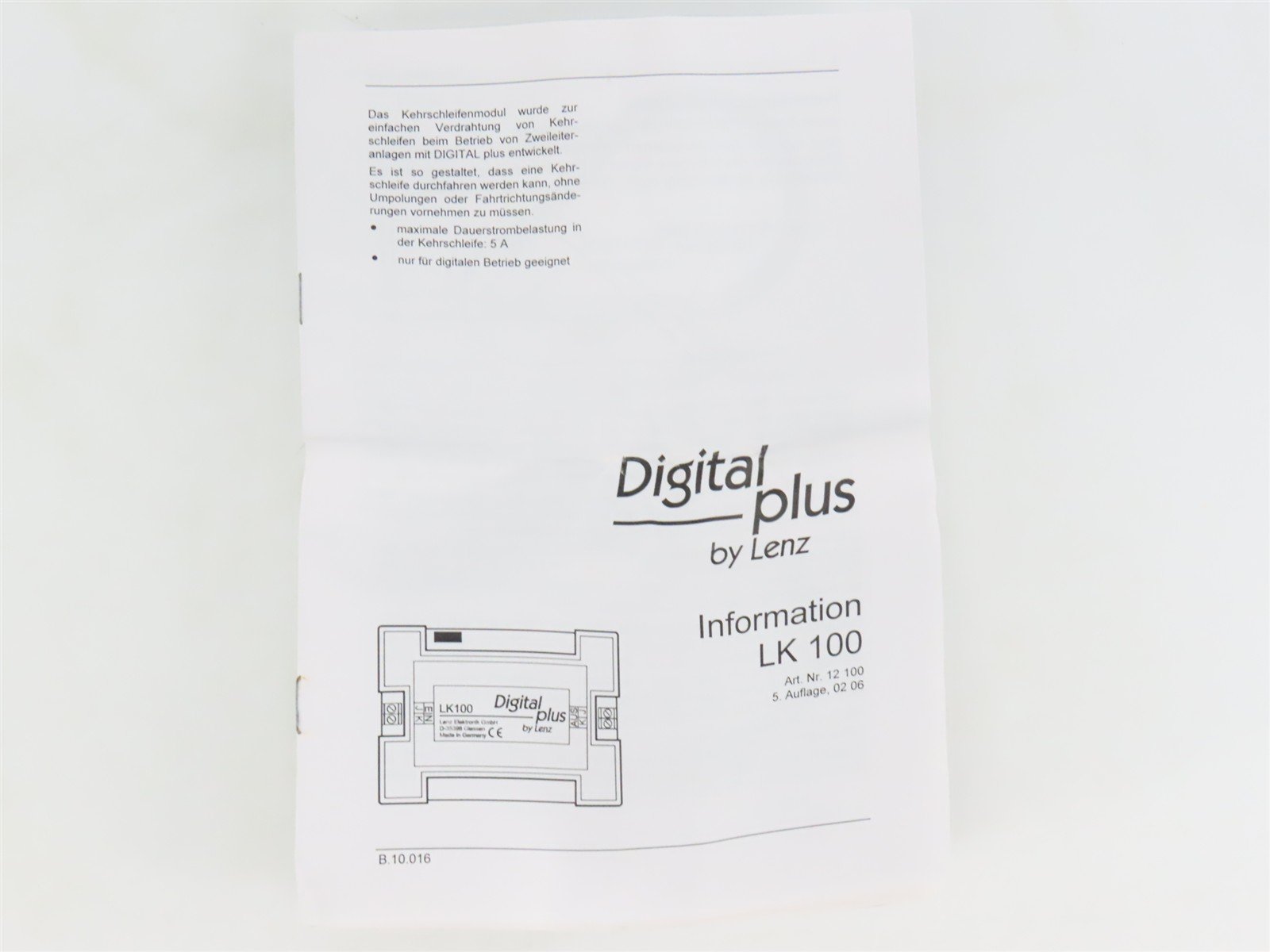 Lenz Digital Plus #12100 LK100 Reverse Loop Module