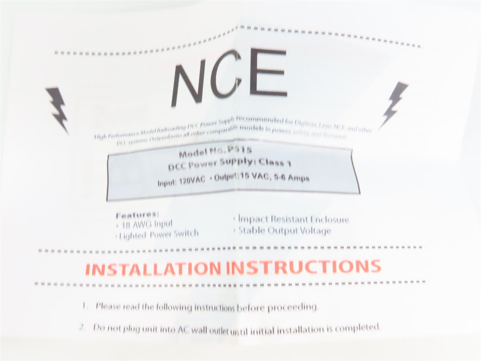 NCE #05240215 P515 AC/AC Adapter Power Supply - 15V, 5000mA