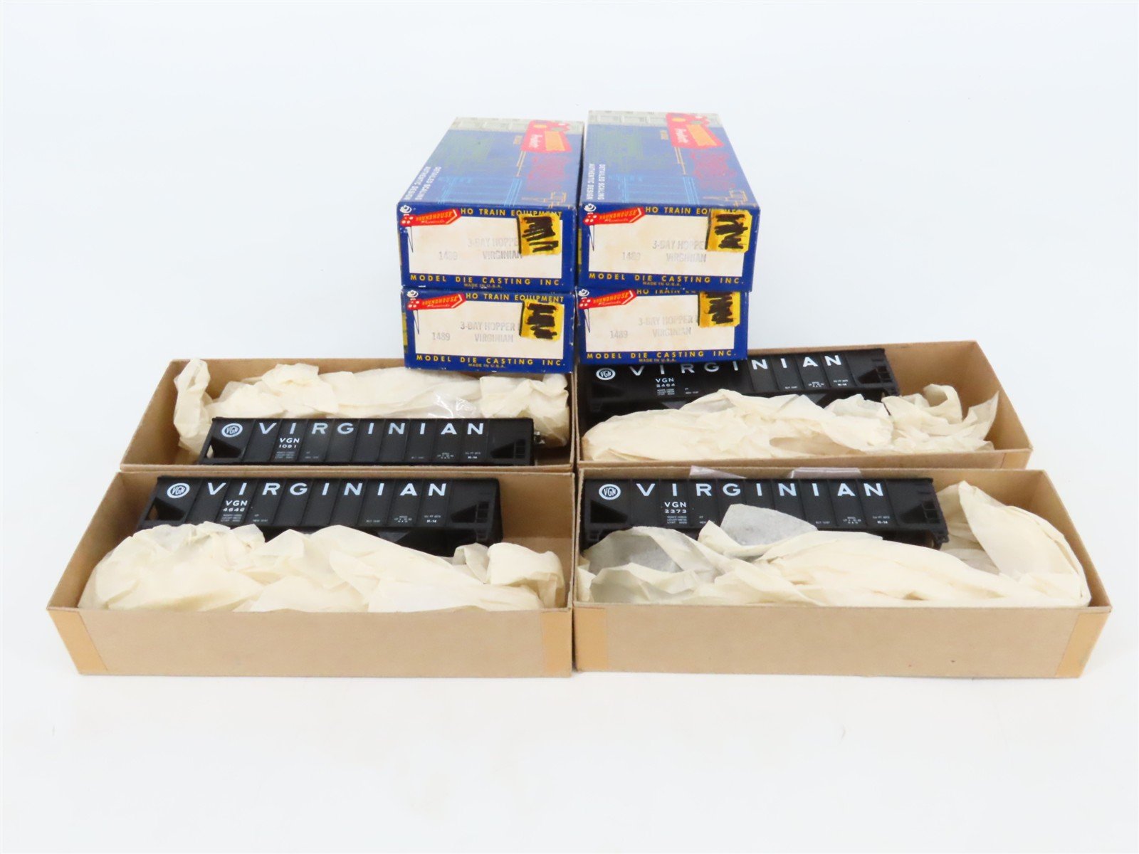 LOT of 4 HO Scale Roundhouse MDC Kits 1489 VGN Virginian 3-Bay Open Hoppers