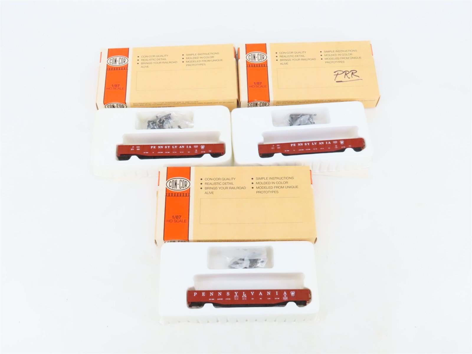 LOT of 3 HO Scale Con-Cor Third Rail Graphics Kits TRG#158 PRR 54' Mill Gondolas