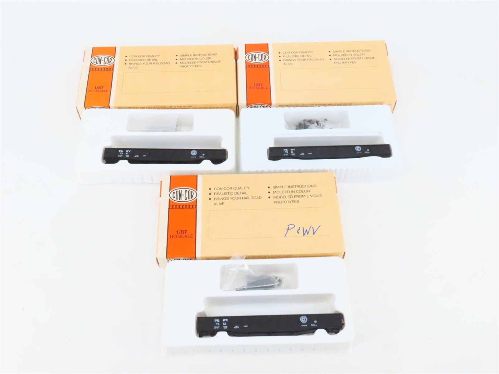 LOT of 3 HO Scale Con-Cor Third Rail Graphics Kits P&WV 54' Mill Gondolas