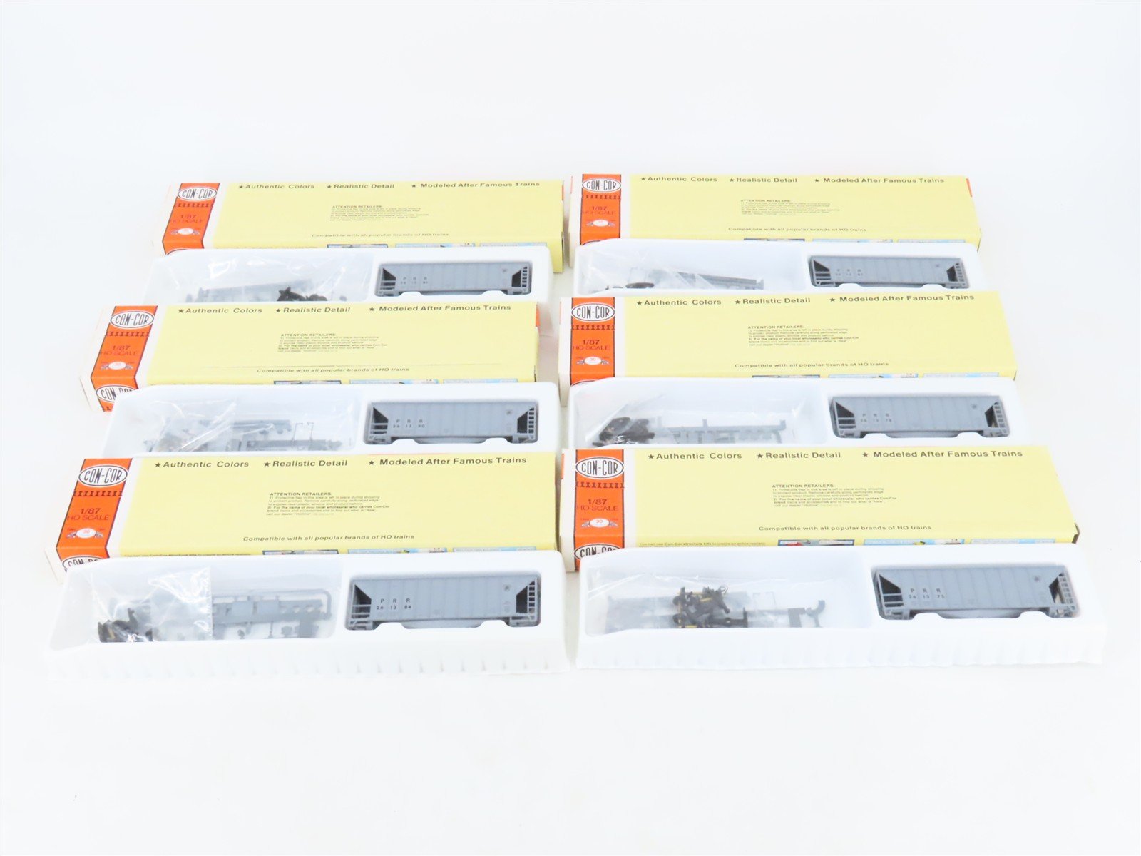 LOT of 6 HO Scale Con-Cor Kits PRR Pennsylvania Railroad 40' Airslide Hoppers