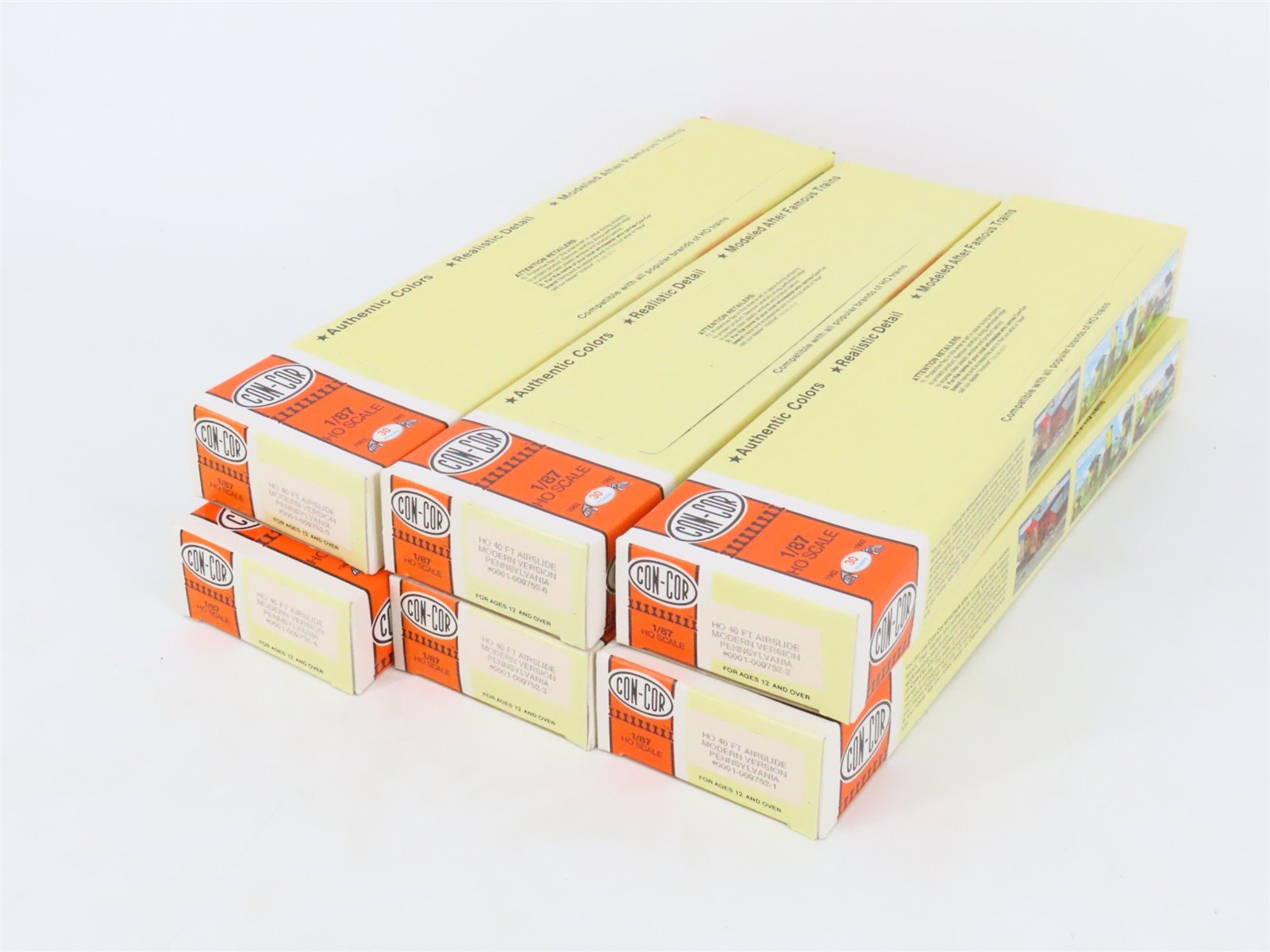 LOT of 6 HO Scale Con-Cor Kits PRR Pennsylvania Railroad 40' Airslide Hoppers