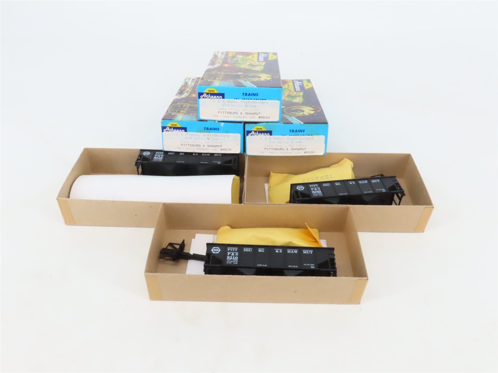 LOT of 3 HO Athearn K&D Hobby Distributors Kits P&S Pittsburgh & Shawmut Hoppers