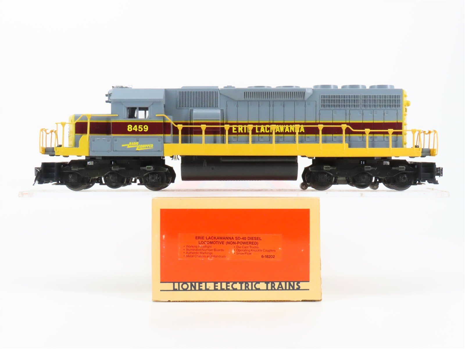 O Gauge 3-Rail Lionel 6-18202 EL Erie Lackawanna SD40 Diesel #8459 UNPOWERED
