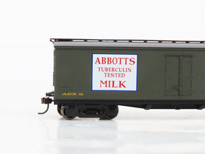 HO Scale Roundhouse 84614 ADX Abbotts Milk & Ice Cream 40' Wood Milk Car #12