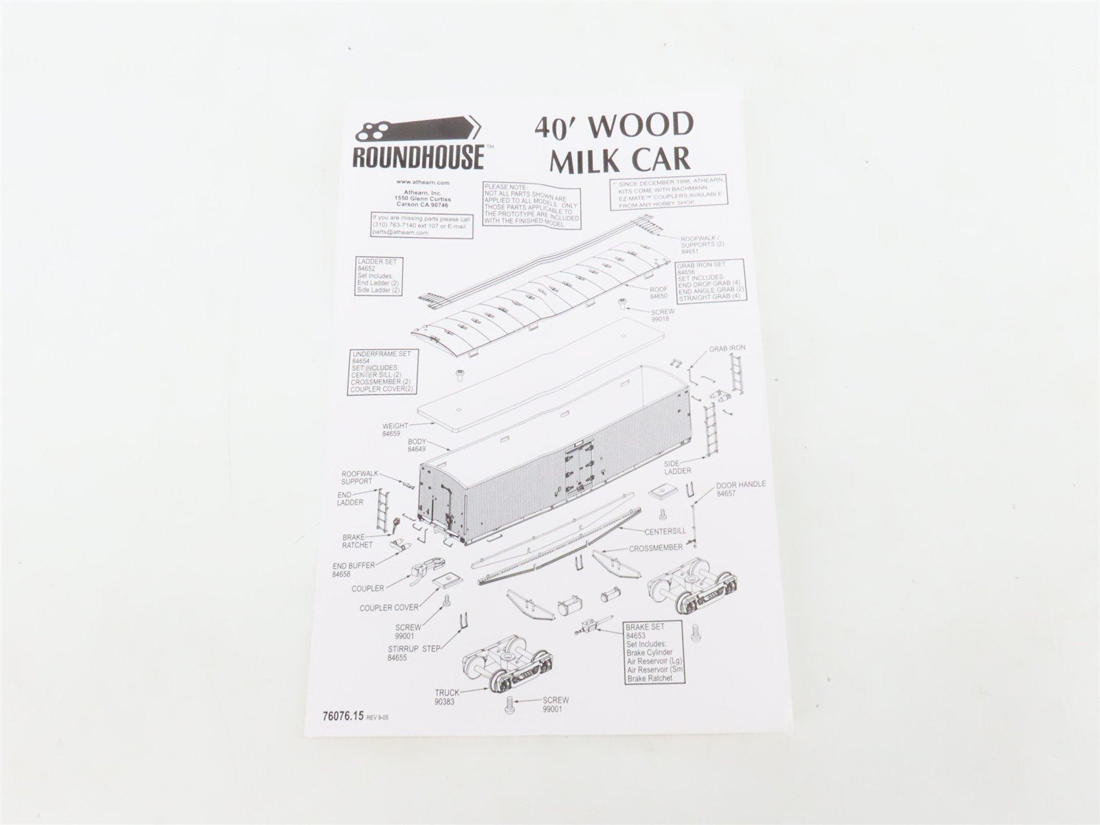 HO Scale Roundhouse 84633 GPEX Renken's Milk & Cream 40' Wood Milk Car #756